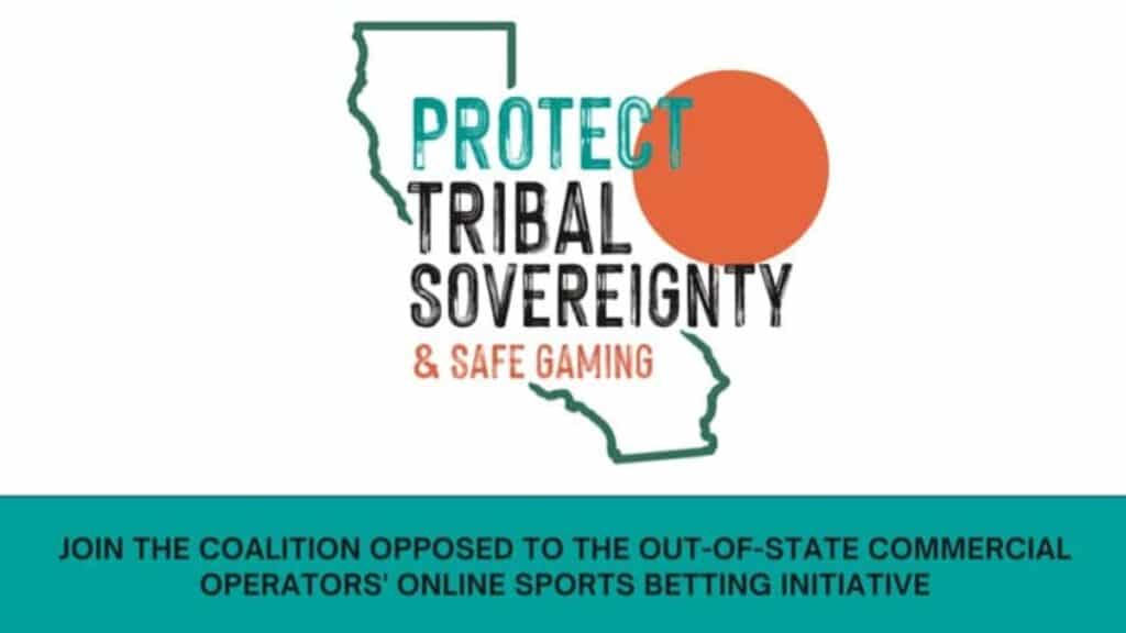 A graphic promoting the protection of tribal sovereignty and safe gaming for the Indian Gaming Trade Show 2026, urging a coalition against out-of-state sports betting.