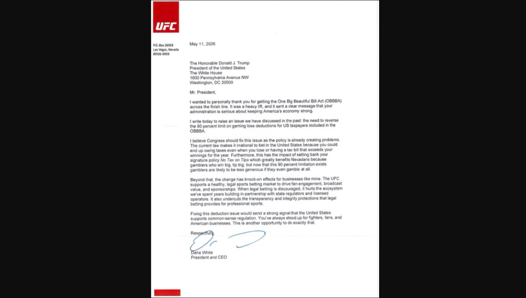 Dana White letter to Donald Trump Leaked