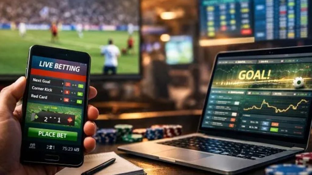 lose-up of a user navigating a sports betting app on a smartphone, representing the mobile wagering access often debated in a Wisconsin Sports Betting Bill.