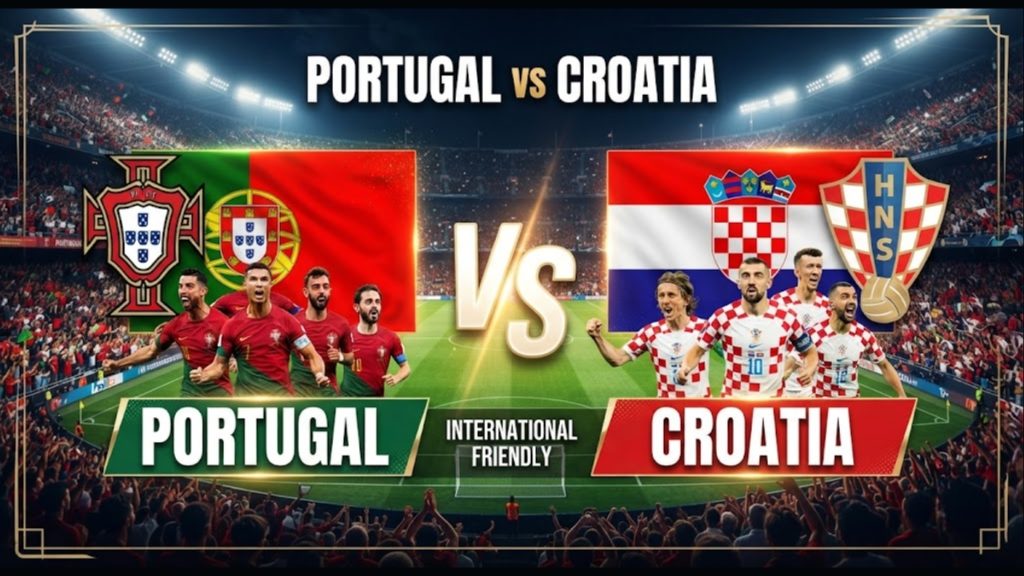 Promotional image for betting analysis asking if Portugal can defeat Croatia again in their World Cup Round of 32 knockout stage clash.