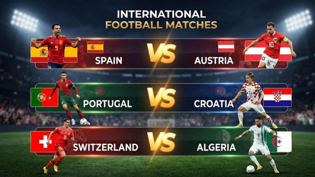 A visual guide for in-play betting tips featuring the World Cup Round of 32 fixtures of Spain vs Austria, Portugal vs Croatia, and Switzerland vs Algeria