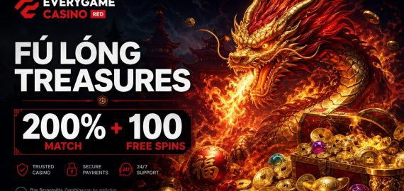 Everygame Casino Red: 200% Match + 100 Free Spins on Fú Lóng Treasures
