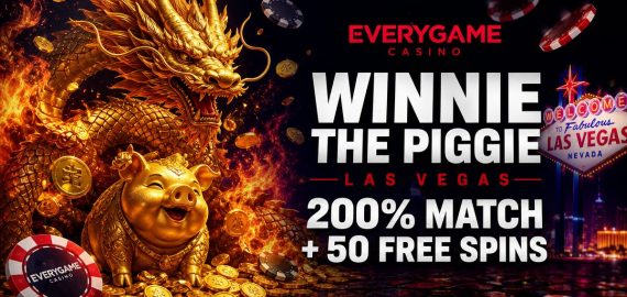 Everygame Casino Red: 200% Match + 50 Free Spins on Winnie The Piggie Las Vegas
