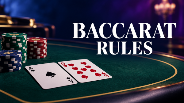 Baccarat rules explained for beginners — card values, third card rule, and bet types at an online baccarat table
