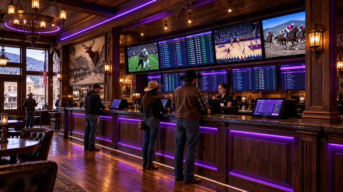 Historic Deadwood South Dakota casino with modern sportsbook betting screens