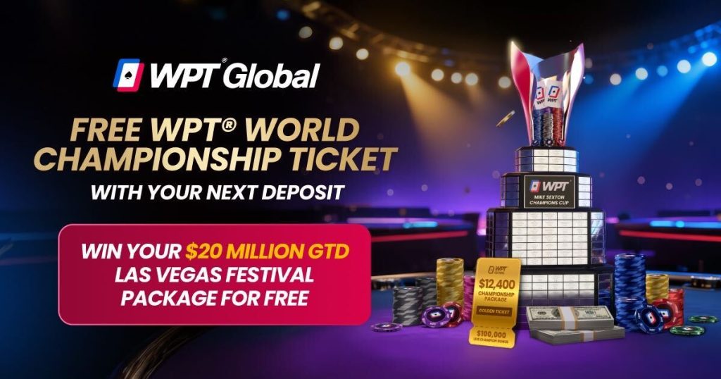 WPT Global promotional banner for its October 2026 satellite offer, available to eligible players in Europe only